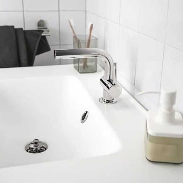 Nowa IKEA SVENSKAR Bateria Umywalkowa Chromowana Stojąca Srebrna Kran