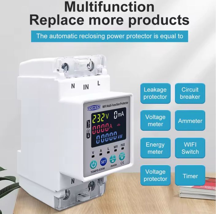 Розумне реле TOMZN TOMPD-63sw WiFi TUYA ватметр