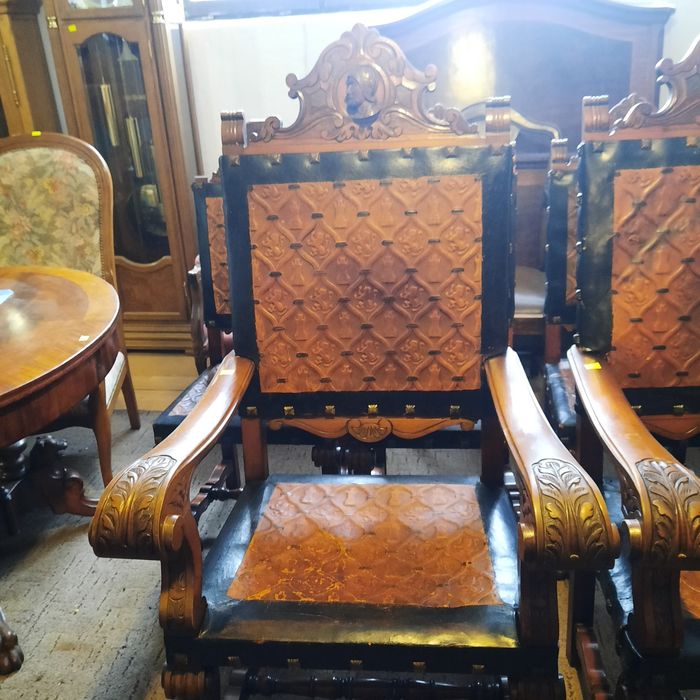 Stary piękny kpl pałacowy XIX W  dwa trony i 4 krzesła
