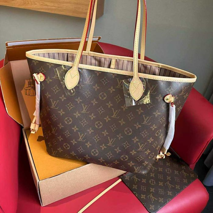Louis Vuitton Neverfull Torebka damska torba, skóra od reki 87.9