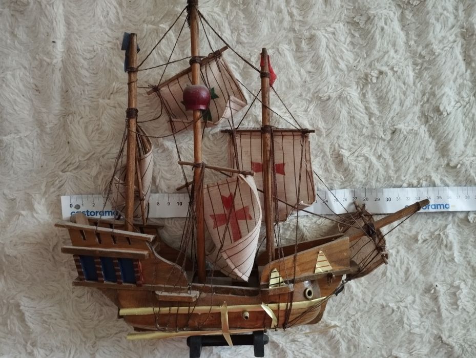 Stary duży drewniany żaglowiec statek model Santa Maria dekoracja