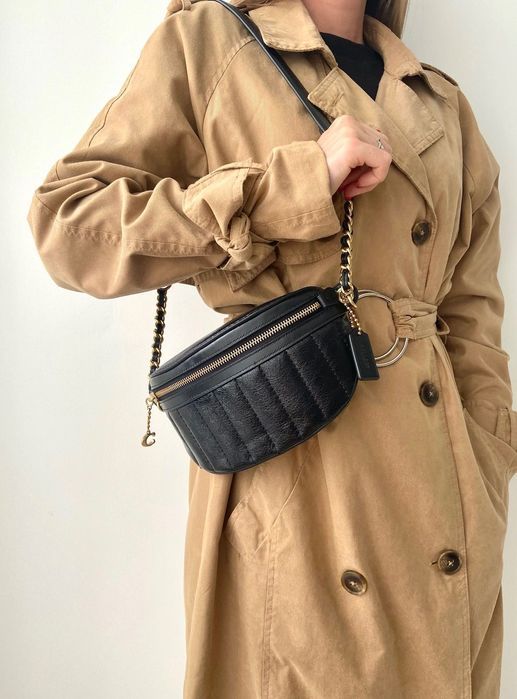 COACH Жіноча шкіряна поясна сумка бананка Женская кожаная сумочка коуч