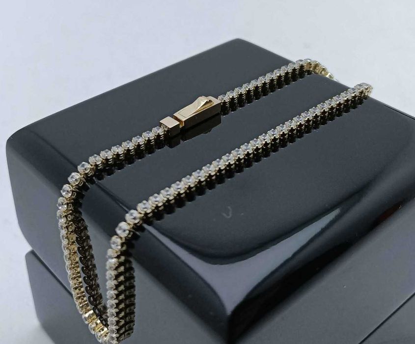 Złota Bransoletka Tenisowa Cyrkonie 3,36G P585 14K 19CM 0,3CM