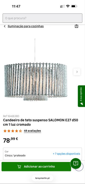 Vendo candeeiro sala