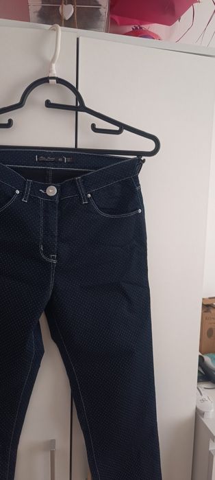Spodnie wysoki stan kropki groszki 34 XS