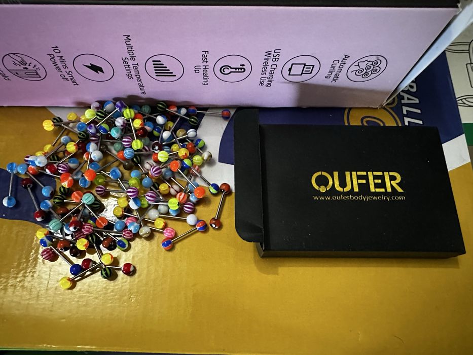 90 шт Прикраса для пірсингу язика, губи. Штанга в мову "Кульки" набір