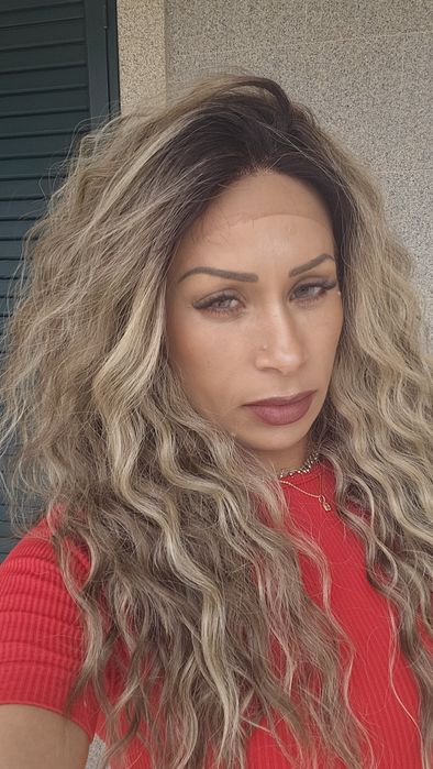 Lace front fibra realista ao cabelo humano