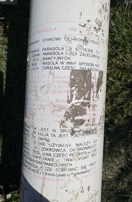 Parasol ogrodowo kawiarniany - stelaż z podstawą