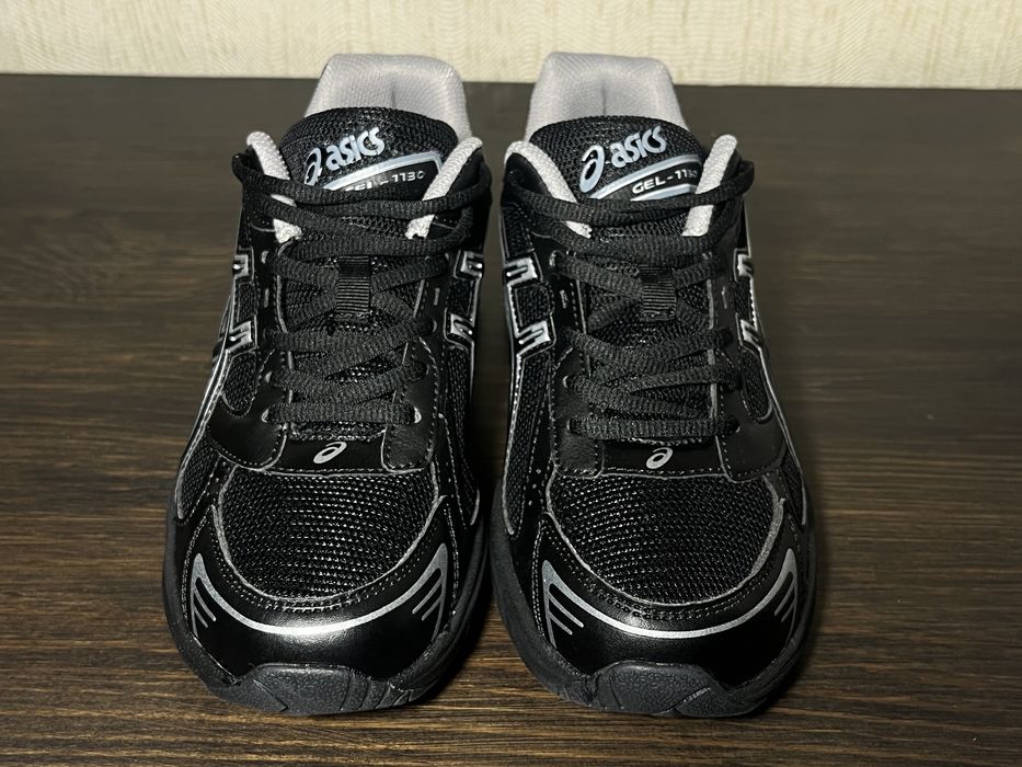 !РАСПРОДАЖА! НОВЫЕ! Кроссовки Asics Gel-1130™ Black, черные, мужские, 41, 42, 43, 44, 45, синтетическая кожа, сетка, весна, лето, осень, повседневные.