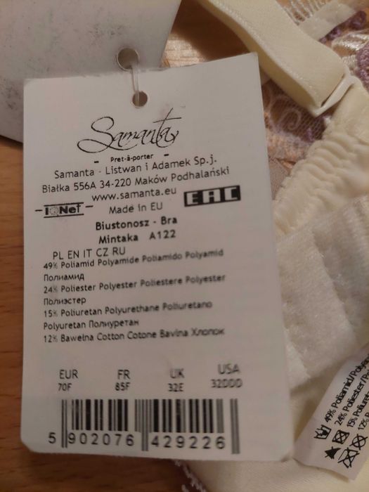 Biustonosz Samanta model A122 rozmiar 70F - NOWY