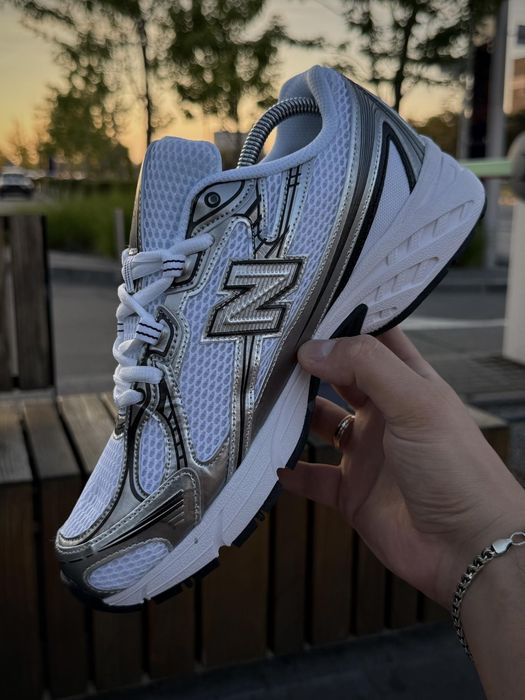 Кросівки New Balance білі зі сріблом сітка, весна - літо кроссовки нью беланс