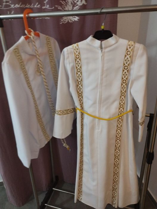 Sukienka komunijna alba wczesna komunia jak nowa biała IHS torebka gra