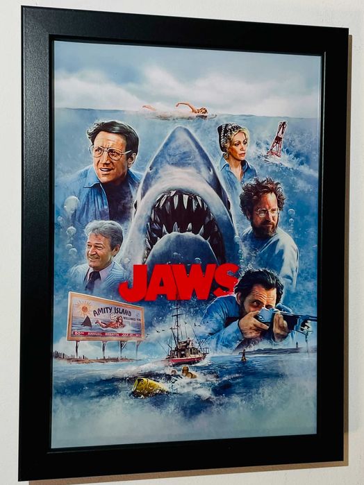 Plakat w ramce Szczęki  kultowe kino, kolekcjonerski