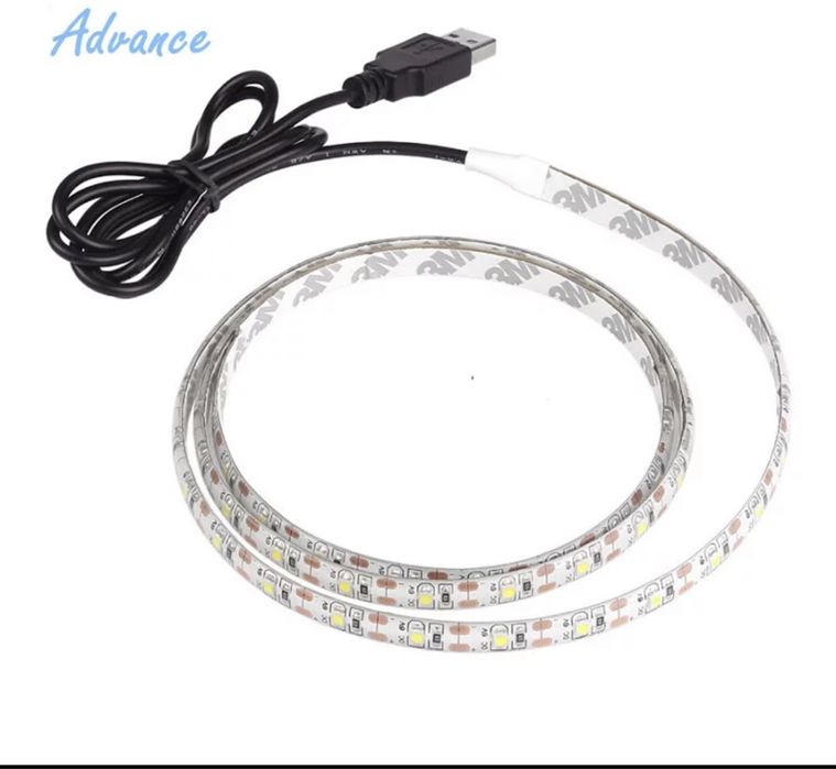 Белая светодиодная лента 5 метров (5 вольт) работает от usb