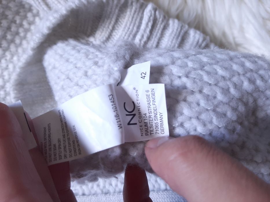 Sweter narzutka Nice Connection wełna kaszmir 42 XL
