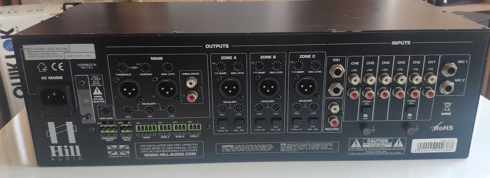 Hill audio ZPR-4620 Mesa de mistura de instalação