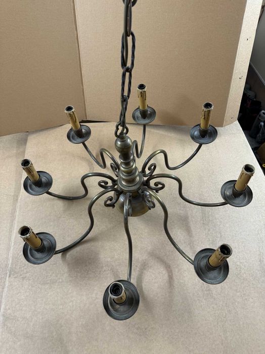 Lampa Żyrandol mosiężny retro 8 ramienny