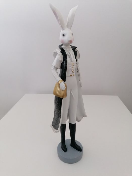Zając wielkanocny glamour z żywicy 38cm duży