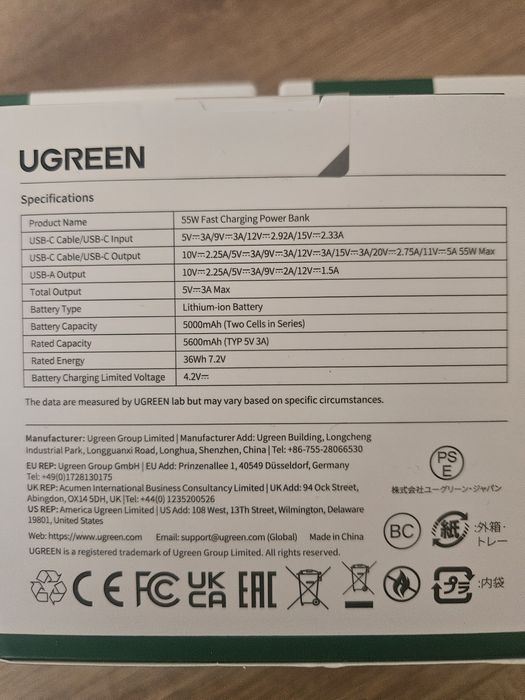 Ugreen PB727 55w НОВИНКА, павербанк