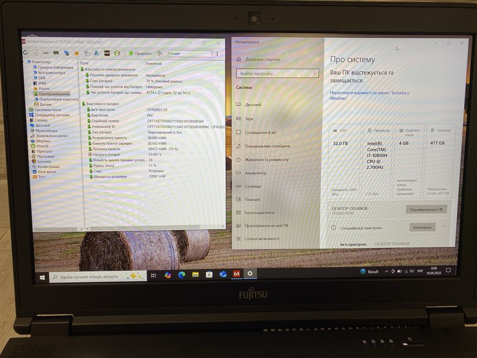 Ноутбук Fujitsu Celsius H7510 i7-10850H/16DDR4/512SSD/Nvidia T1000