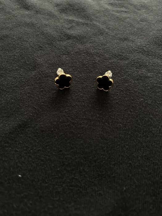 Brincos Vintage trevos pretos