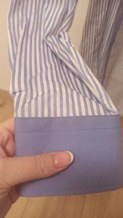 Fioletowa męska koszula na długi rękaw w paski L