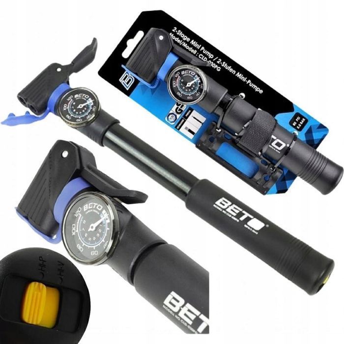 Beto CLD-030PG pompka mini manometr 2 głowice AV/DV/FV 8 BAR