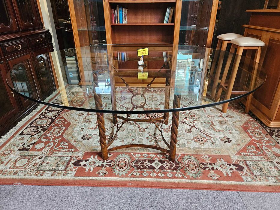 Enorme mesa redonda para sala ou escritório, Tampo pesadissimo em vidro