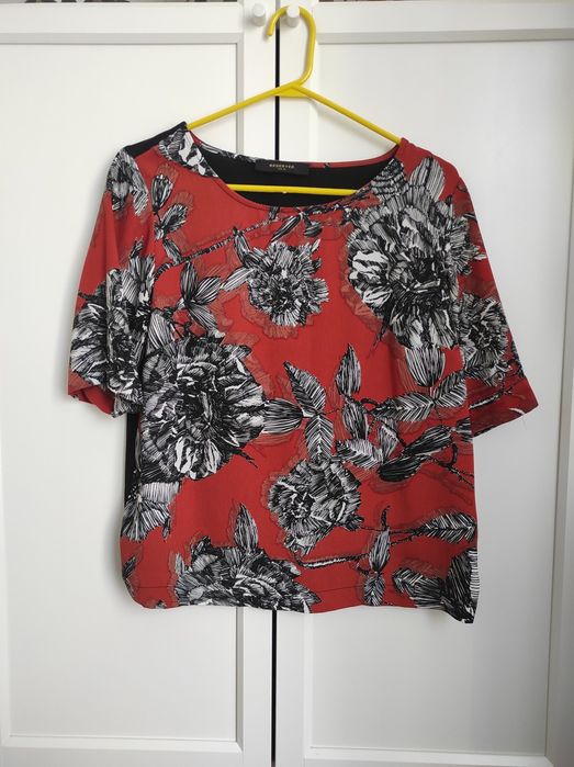 Reserved koszulka bluzka luzna szyfonowa kwiaty 36