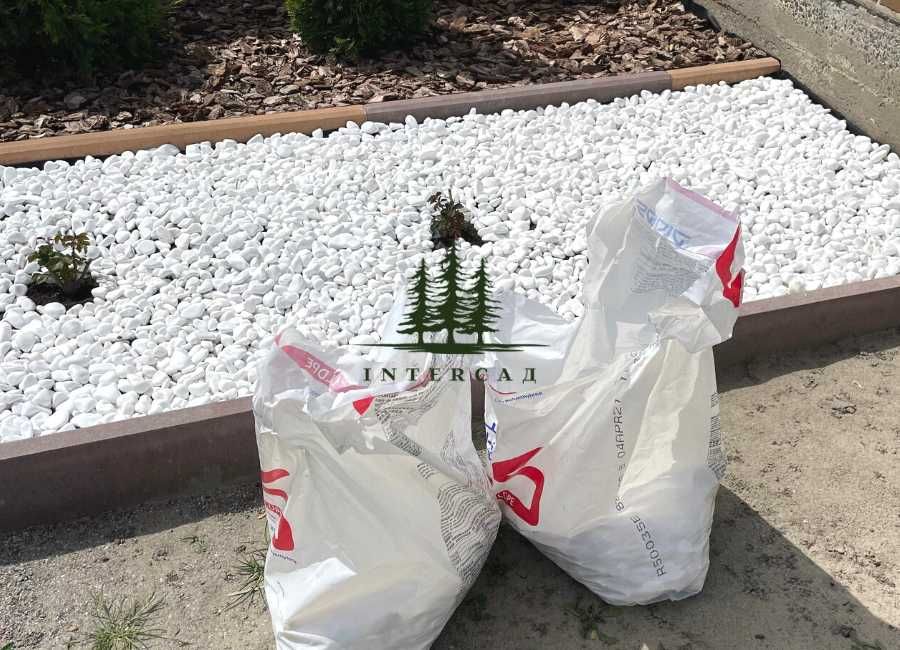 Галька мармурова біла ДОЛОМІТ 30/60мм, Камінь для ландшафту