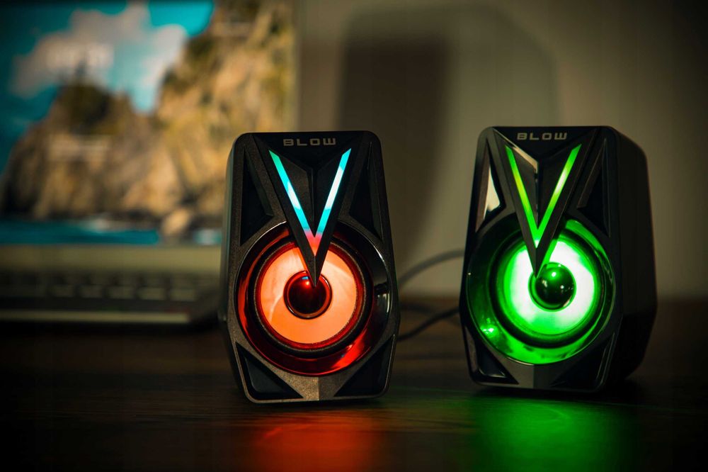 ZESTAW Głośników 2.0 Do Laptopa Pc Komputera Komputerowe Gamingowe Led Rgb Usb GŁOŚNE Podświetlenie RGB