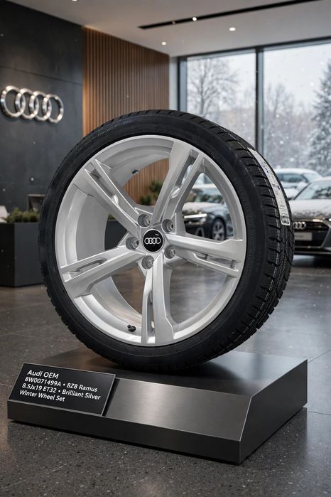 KOMPLET 19" AUDI A5 S5 F5 8W0071499A 8Z8 RAMUS SREBRNY + CONTI TS830P AO 255/35R19 ZIMA 2024 hurt  detal