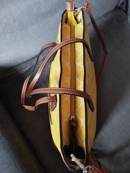 Nowa torebka ze skóry ekologicznej żółta firmy Tamaris