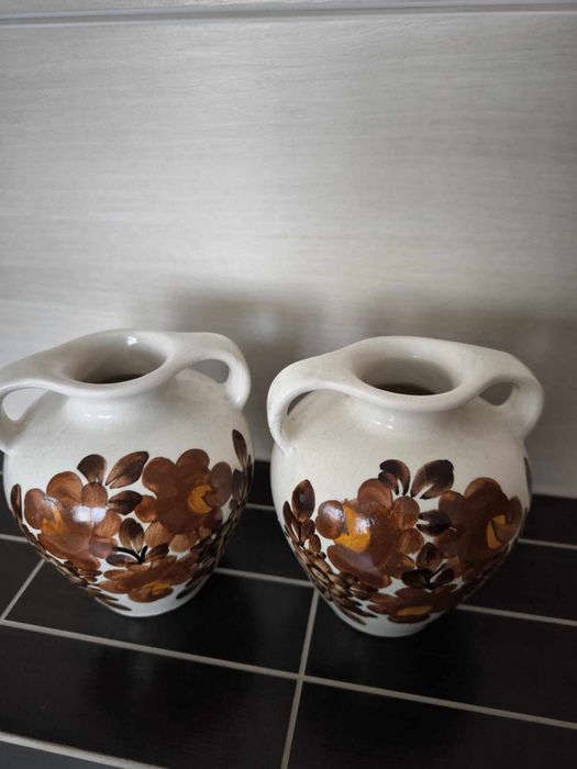 Fajans koło kwiaty wazon wazonik 2 sztuki