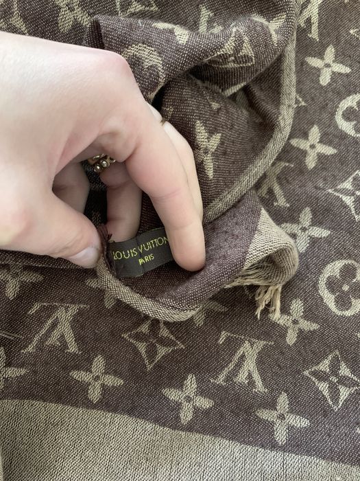 Szalik chusta Louis Vuitton LV brązowa nude monogram