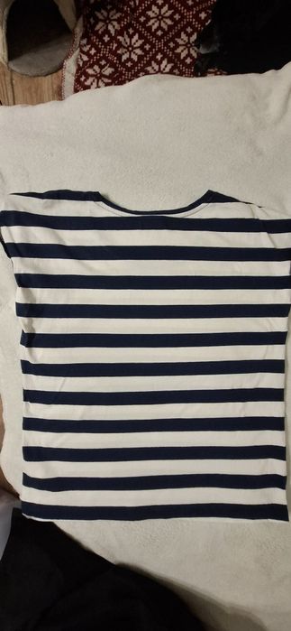 Bluzka damska w bialo-granatowe pasy rozm.M