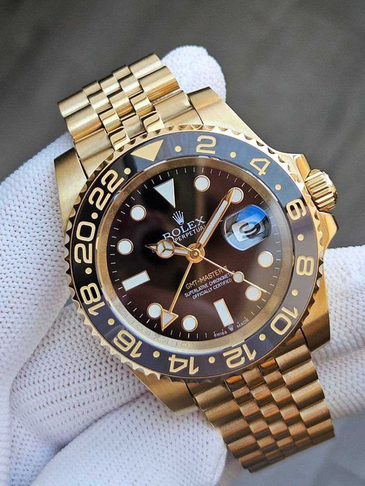 Швейцарские часы Rolex Gold GMT-Master II. Два часовых пояса