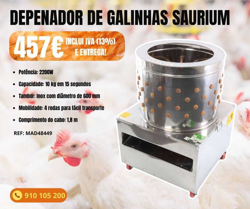 Depenador / Removedor de penas das galinhas sem esforço SAURIUM JL20