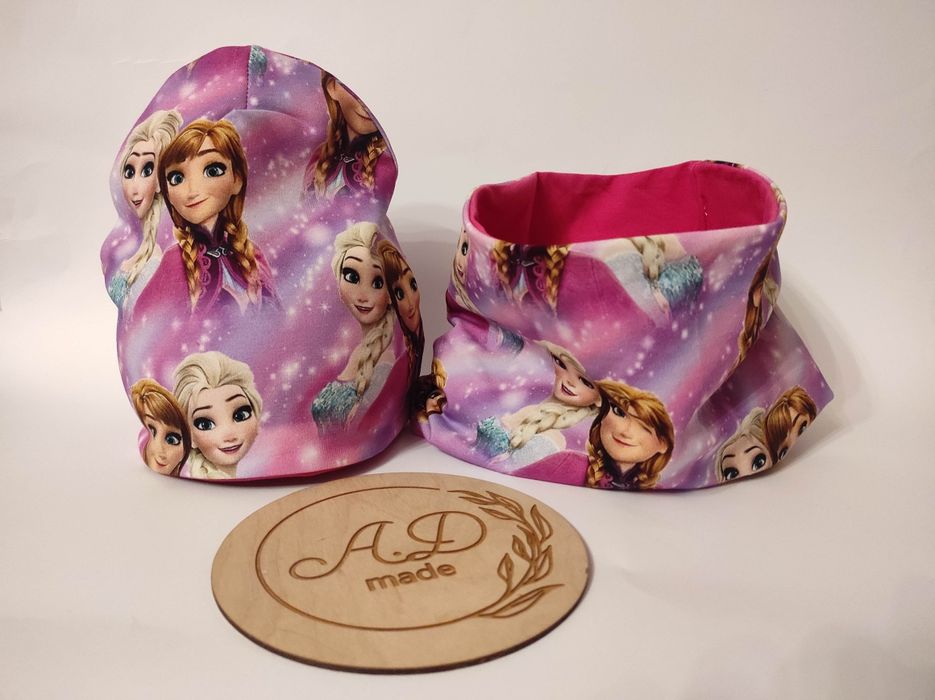 Komplet czapka komin bawełniany kraina lodu Anna Elsa