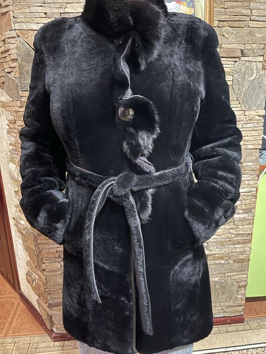 Шуба мутон с норкой
