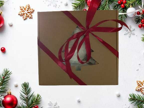 Box choinka, prezent,herbaty,miód,czerpak,świeczka sojowa anioł