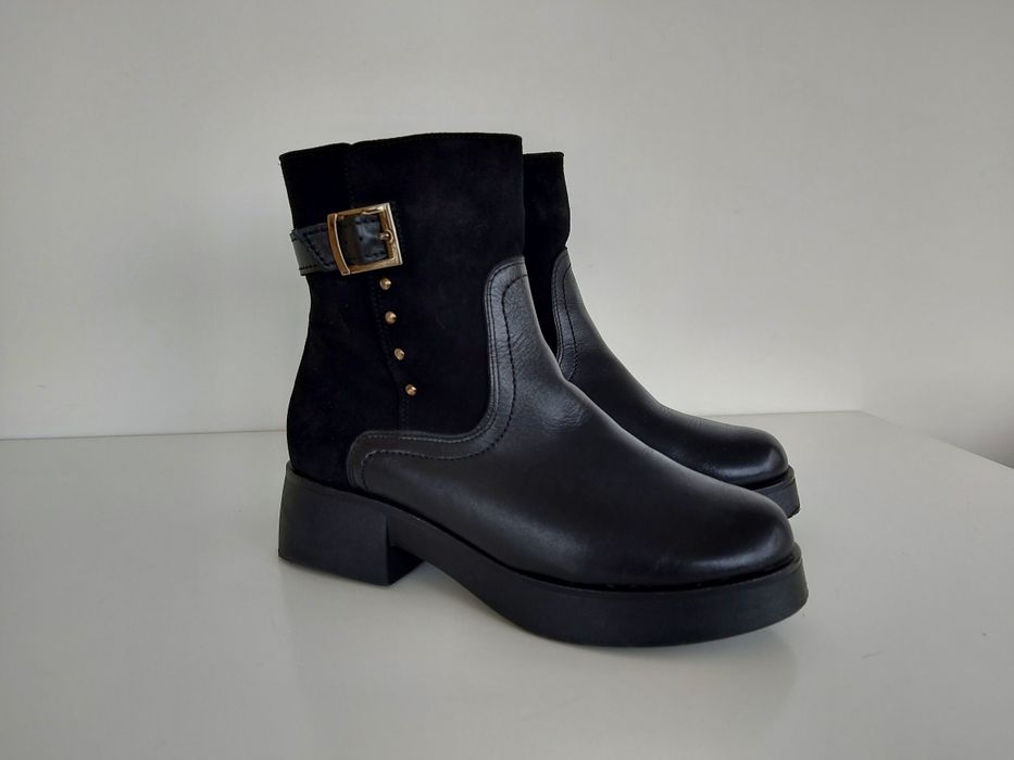 Buty botki skórzane ocieplane w rozmiarze 37