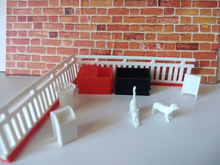 Kit Praça 8 Peças para Diorama - Escala 1/64