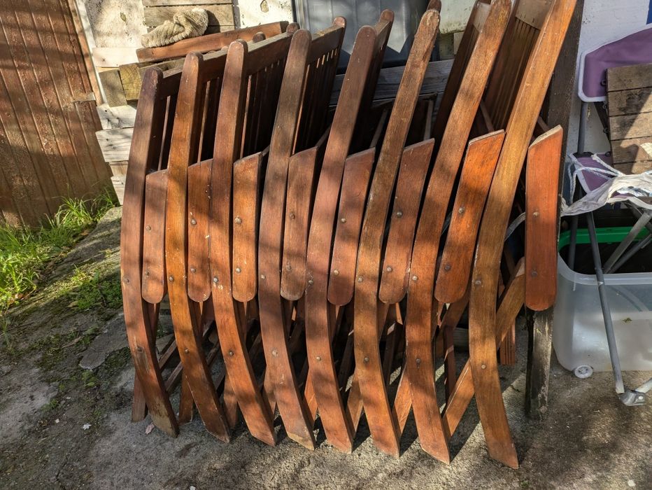 8 Cadeiras de Exterior dobravel em teka