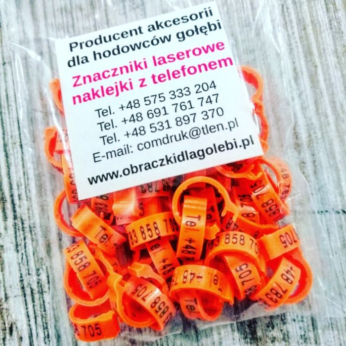 Obrączki dla ptaków, gołębi, adresówki, pocztowe 7, 9, 10, 12, 14 mm