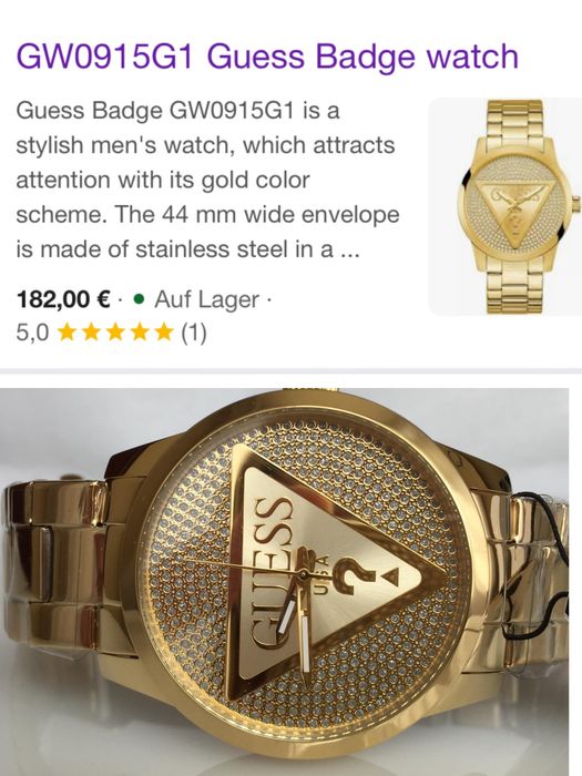 Знижка ! Годинник Guess Badge Gold, unisex