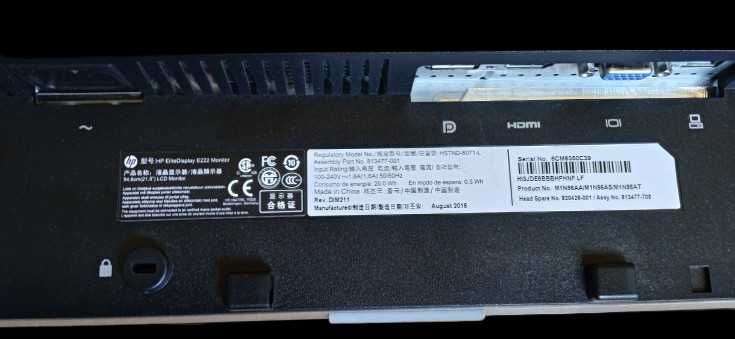 Monitor LED HP EliteDisplay E222 21,5" 1920x1080 px