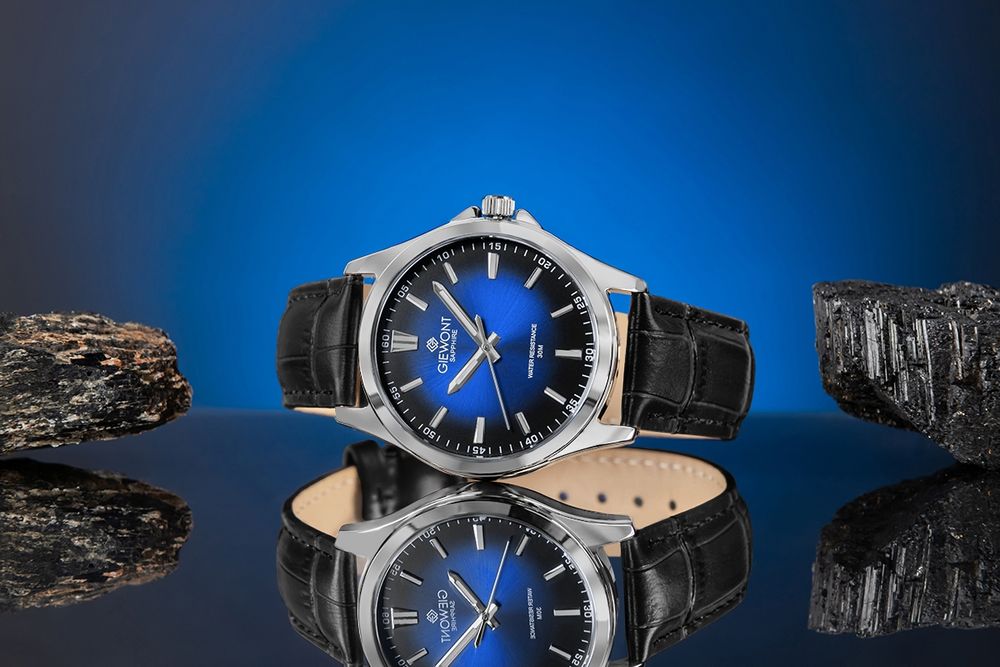zegarek męski giewont elegance sapphire czarno niebieski gw5160-a6