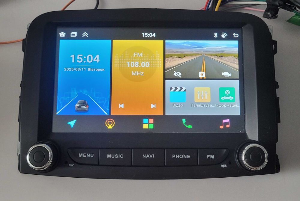 Автомагнітола PODOFO UJC201, 4/64GB, 8 ядер, android, GPS (Fiat Doblo)