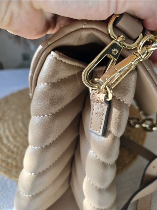 Torebka Wittchen pikowana ze skóry naturalnej beżowa camel brązowa